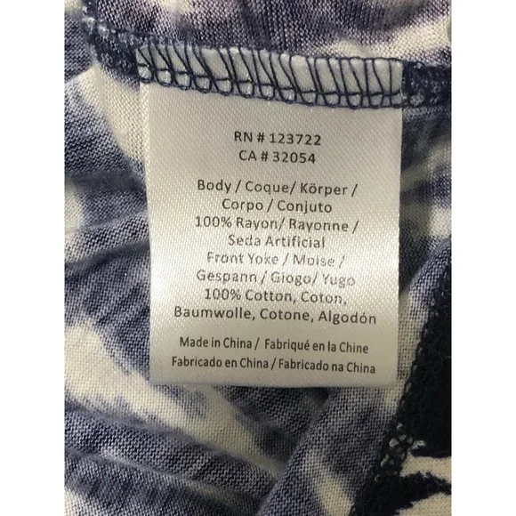 A Common Thread Anthropologie Women's Top Blue Ikat Embroidered Boho Size XS - Picture 8 of 9